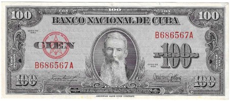 Kuba 100 Pesos 1954 stav F (B686567A)	